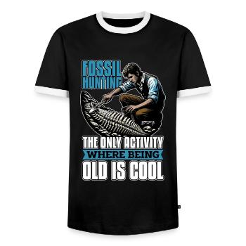 Fossil Hunting The Only Activity Paleontologist - Men's Ringer Shirt - black/white - Front - AI Model Female 172 light (172cm) & AI Model Male 178 light (178cm)