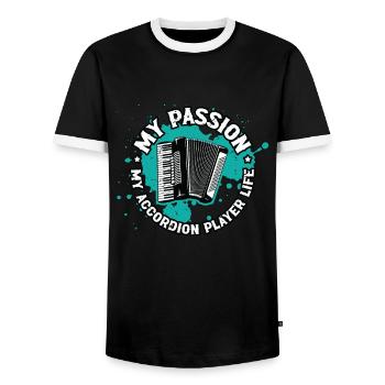 Accordion Player My Passion My Accordion Musician - Männer Kontrast-T-Shirt - Schwarz/Weiß - Vorne - AI Model Female 172 light (172cm) & AI Model Male 178 light (178cm)