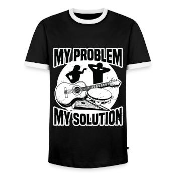 Folk Music Enthusiast My Problem My Pictogram Dad - Männer Kontrast-T-Shirt - Schwarz/Weiß - Vorne - AI Model Female 172 light (172cm) & AI Model Male 178 light (178cm)