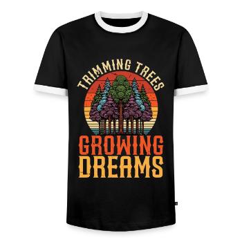 Arborist Trimming Trees Growing Dreams Woodcutter - Men's Ringer Shirt - black/white - Front - AI Model Female 172 light (172cm) & AI Model Male 178 light (178cm)