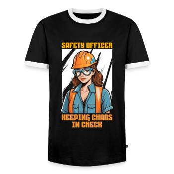 L’agent de sécurité maintient le chaos dans l’application de la loi - T-shirt contrasté Homme - noir/blanc - Devant - AI Model Female 172 light (172cm) & AI Model Male 178 light (178cm)