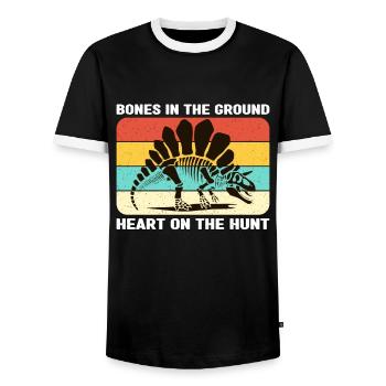 Fossil Hunter Bones In The Ground Paleontologist - Männer Kontrast-T-Shirt - Schwarz/Weiß - Vorne - AI Model Female 172 light (172cm) & AI Model Male 178 light (178cm)