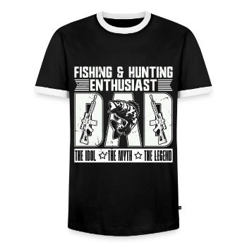 Passionné de pêche et de chasse Papa L’amoureux de la nature - T-shirt contrasté Homme - noir/blanc - Devant - AI Model Female 172 light (172cm) & AI Model Male 178 light (178cm)