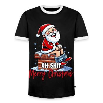 oh shit merry christmas i hate christmas ugly - Men's Ringer Shirt - black/white - Front - AI Model Female 172 light (172cm) & AI Model Male 178 light (178cm)