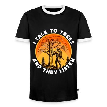 Arborist I Talk To Trees And They Tree Technician - Männer Kontrast-T-Shirt - Schwarz/Weiß - Vorne - AI Model Female 172 light (172cm) & AI Model Male 178 light (178cm)