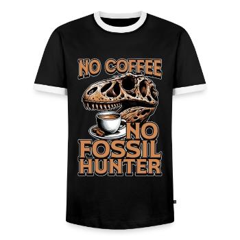 Chasseur de fossiles Pas de café Archéologie Amateur de café - T-shirt contrasté Homme - noir/blanc - Devant - AI Model Female 172 light (172cm) & AI Model Male 178 light (178cm)