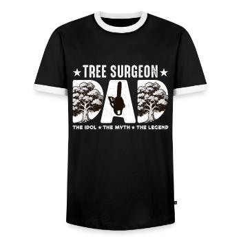 Tree Surgeon Dad The Idol The Myth The Woodworker - Men's Ringer Shirt - black/white - Front - AI Model Female 172 light (172cm) & AI Model Male 178 light (178cm)