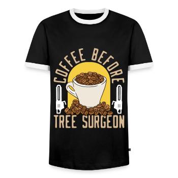 Tree Surgeon Coffee Before Woodworker Coffee Lover - Männer Kontrast-T-Shirt - Schwarz/Weiß - Vorne - AI Model Female 172 light (172cm) & AI Model Male 178 light (178cm)
