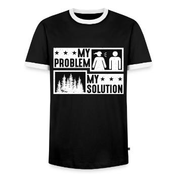 Tree Surgeon My Problem My Pictogram Dad Arborist - Men's Ringer Shirt - black/white - Front - AI Model Female 172 light (172cm) & AI Model Male 178 light (178cm)