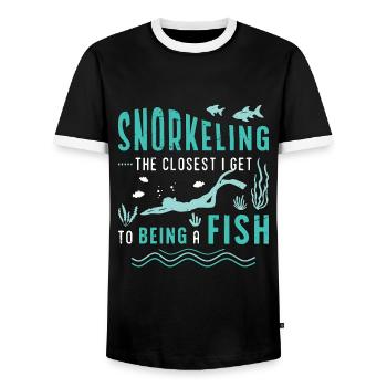 Snorkeling The Closest I Get To Being Scuba Diving - Men's Ringer Shirt - black/white - Front - AI Model Female 172 light (172cm) & AI Model Male 178 light (178cm)