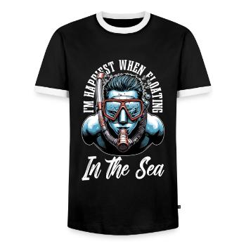 Snorkeling I'm Happiest When Floating Swimming - Men's Ringer Shirt - black/white - Front - AI Model Female 172 light (172cm) & AI Model Male 178 light (178cm)