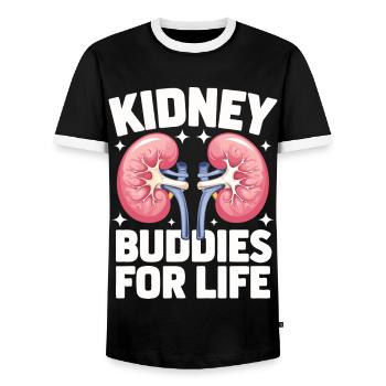 Nierenspender Niere Organspender - Männer Kontrast-T-Shirt - Schwarz/Weiß - Vorne - AI Model Female 172 light (172cm) & AI Model Male 178 light (178cm)