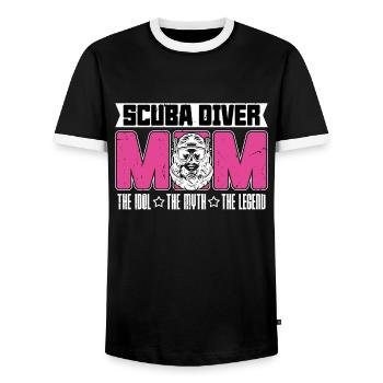 Plongeur sous-marin Maman L’idole Le mythe aime la plongée en apnée - T-shirt contrasté Homme - noir/blanc - Devant - AI Model Female 172 light (172cm) & AI Model Male 178 light (178cm)