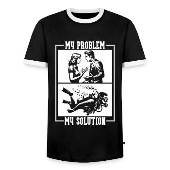 Scuba Diving My Problem My Pictogram Dad Swimmer - Men's Ringer Shirt - black/white - Front - AI Model Female 172 light (172cm) & AI Model Male 178 light (178cm)