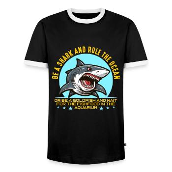 Shark Hunting Be A Shark And Rule Fossil Hunting - Men's Ringer Shirt - black/white - Front - AI Model Female 172 light (172cm) & AI Model Male 178 light (178cm)