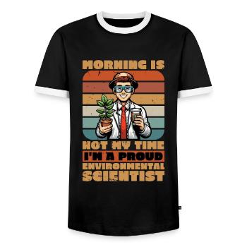 Environmental Scientist Morning Is Not Scientist - Men's Ringer Shirt - black/white - Front - AI Model Female 172 light (172cm) & AI Model Male 178 light (178cm)