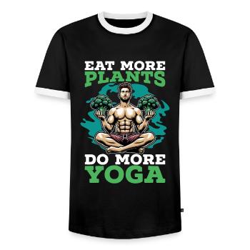 Vegetarian Eat More Plants Loves Vegan Lifestyle - Men's Ringer Shirt - black/white - Front - AI Model Female 172 light (172cm) & AI Model Male 178 light (178cm)