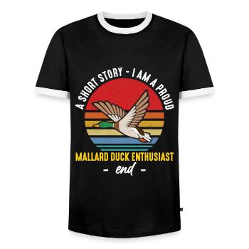 Mallard Duck A Short Story I Am A Duck Hunter - Men's Ringer Shirt - black/white - Front - AI Model Female 172 light (172cm) & AI Model Male 178 light (178cm)