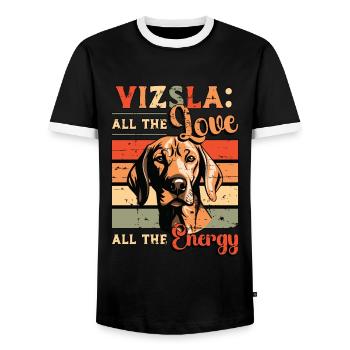 Vizsla All The Love All The Dog Lover Pet Owner - Men's Ringer Shirt - black/white - Front - AI Model Female 172 light (172cm) & AI Model Male 178 light (178cm)