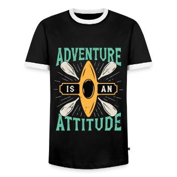 Canoeing Adventure Is An Attitude Rower Canoeist - Men's Ringer Shirt - black/white - Front - AI Model Female 172 light (172cm) & AI Model Male 178 light (178cm)