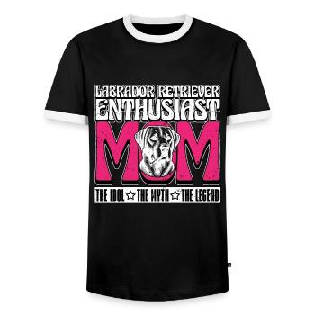 Labrador Retriever Enthusiast Mom The Animal Lover - Men's Ringer Shirt - black/white - Front - AI Model Female 172 light (172cm) & AI Model Male 178 light (178cm)