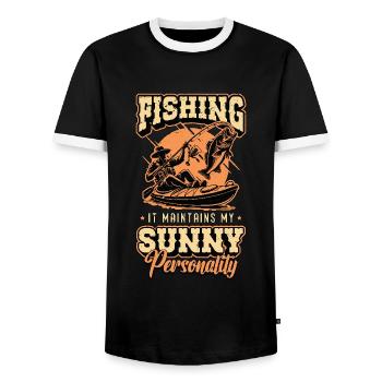 Kayak Fishing Fishing It Maintains My Kayak Fisher - Men's Ringer Shirt - black/white - Front - AI Model Female 172 light (172cm) & AI Model Male 178 light (178cm)