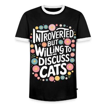 Introverti, antisocial, introverti - T-shirt contrasté Homme - noir/blanc - Devant - AI Model Female 172 light (172cm) & AI Model Male 178 light (178cm)