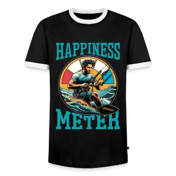 Kiteboarding Happiness Meter Water Sports Surfing - Männer Kontrast-T-Shirt - Schwarz/Weiß - Vorne - AI Model Female 172 light (172cm) & AI Model Male 178 light (178cm)
