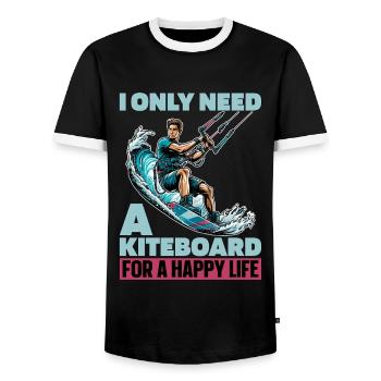 Kiteboarding I Only Need A Kiteboarding Surfing - Men's Ringer Shirt - black/white - Front - AI Model Female 172 light (172cm) & AI Model Male 178 light (178cm)