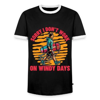 Kiteboarding Sorry I Don't Work Loves Windsurfing - Men's Ringer Shirt - black/white - Front - AI Model Female 172 light (172cm) & AI Model Male 178 light (178cm)