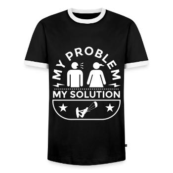 Kiteboarder Mon problème Ma solution Pictogramme Maman - T-shirt contrasté Homme - noir/blanc - Devant - AI Model Female 172 light (172cm) & AI Model Male 178 light (178cm)