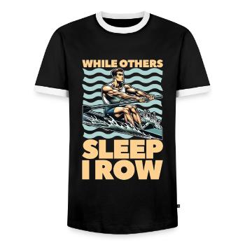 Water Rowing While Others Sleep I Row Water Sports - Men's Ringer Shirt - black/white - Front - AI Model Female 172 light (172cm) & AI Model Male 178 light (178cm)