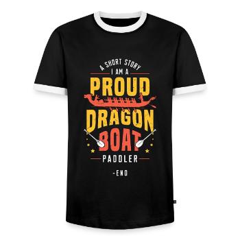 Dragon Boating A Short Story Water Sports Lover - Men's Ringer Shirt - black/white - Front - AI Model Female 172 light (172cm) & AI Model Male 178 light (178cm)