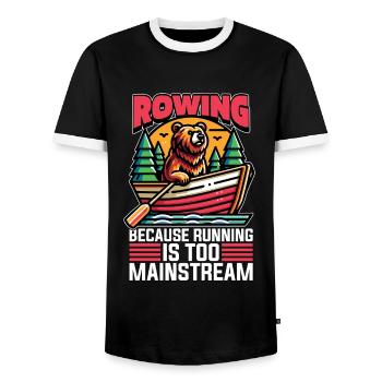 L’aviron parce que la course à pied est trop courante - T-shirt contrasté Homme - noir/blanc - Devant - AI Model Female 172 light (172cm) & AI Model Male 178 light (178cm)