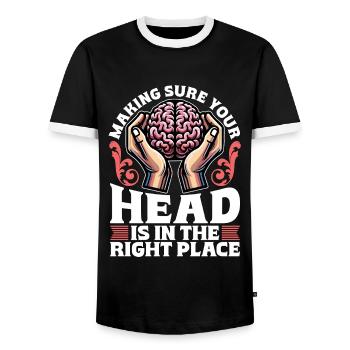 Neurosurgeon Making Sure Your Head Neurologist - Men's Ringer Shirt - black/white - Front - AI Model Female 172 light (172cm) & AI Model Male 178 light (178cm)