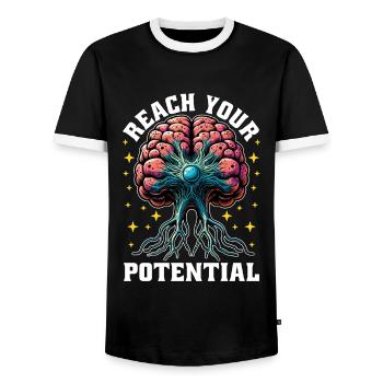 Neurosurgeon Reach Your Potential Neuroscientist - Men's Ringer Shirt - black/white - Front - AI Model Female 172 light (172cm) & AI Model Male 178 light (178cm)