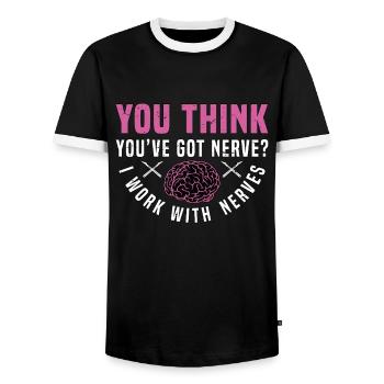 Neurosurgeon You Think You've Got Brain Doctor - Men's Ringer Shirt - black/white - Front - AI Model Female 172 light (172cm) & AI Model Male 178 light (178cm)