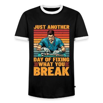 Orthopedic Surgeon Just Another Physical Therapy - Men's Ringer Shirt - black/white - Front - AI Model Female 172 light (172cm) & AI Model Male 178 light (178cm)