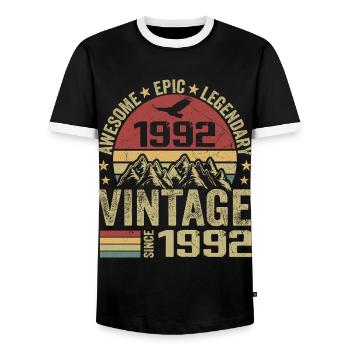 Jahrgang 1962 Geburtstagsgeschenk 1962 - Jahrgang 1962 - Männer Kontrast-T-Shirt - Schwarz/Weiß - Vorne - AI Model Female 172 light (172cm) & AI Model Male 178 light (178cm)