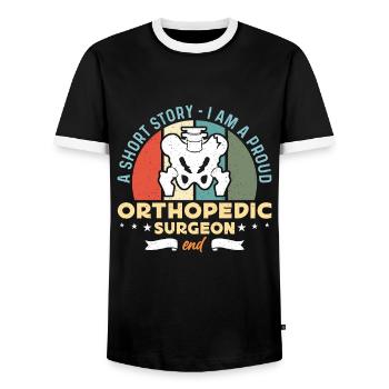 Orthopedic Surgeon A Short Story I Am Orthopedist - Men's Ringer Shirt - black/white - Front - AI Model Female 172 light (172cm) & AI Model Male 178 light (178cm)