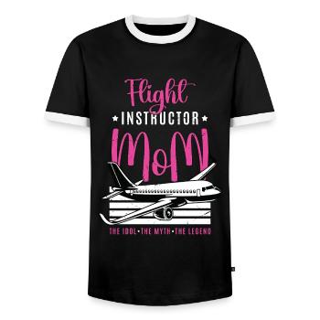 Instructeur de vol Maman L’Idole Hôtesse de l’air - T-shirt contrasté Homme - noir/blanc - Devant - AI Model Female 172 light (172cm) & AI Model Male 178 light (178cm)