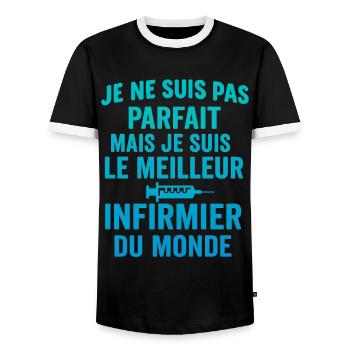 Meilleur infirmier du monde cadeau pour infirmier - T-shirt contrasté Homme - noir/blanc - Devant - AI Model Female 172 light (172cm) & AI Model Male 178 light (178cm)
