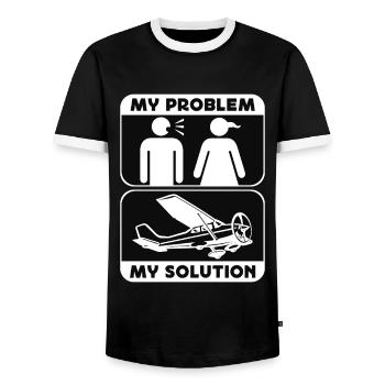 Aerobatic Pilot My Problem My Pictogram Mom Dad - Men's Ringer Shirt - black/white - Front - AI Model Female 172 light (172cm) & AI Model Male 178 light (178cm)