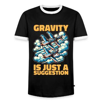 Aerobatic Pilot Gravity Is Just Aerobatic Maneuver - Men's Ringer Shirt - black/white - Front - AI Model Female 172 light (172cm) & AI Model Male 178 light (178cm)