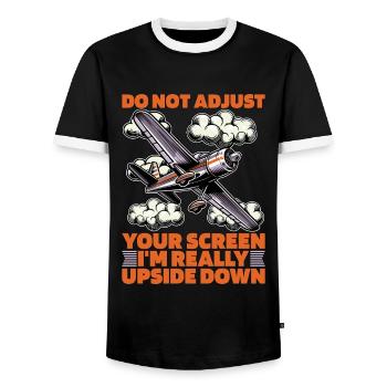 Aerobatic Pilot Do Not Adjust Your Screen Aviation - Men's Ringer Shirt - black/white - Front - AI Model Female 172 light (172cm) & AI Model Male 178 light (178cm)