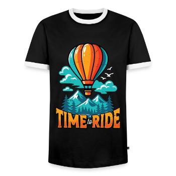 Hot Air Ballooning Time To Ride Balloon Aircraft - Männer Kontrast-T-Shirt - Schwarz/Weiß - Vorne - AI Model Female 172 light (172cm) & AI Model Male 178 light (178cm)