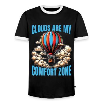 Hot Air Ballooning Clouds Are My Comfort Aviation - Männer Kontrast-T-Shirt - Schwarz/Weiß - Vorne - AI Model Female 172 light (172cm) & AI Model Male 178 light (178cm)