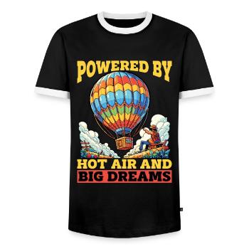 Hot Air Ballooning Powered By Hot Air Balloonist - Men's Ringer Shirt - black/white - Front - AI Model Female 172 light (172cm) & AI Model Male 178 light (178cm)