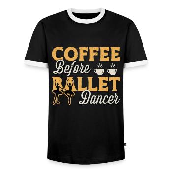 Ballet Dancer Coffee Dance Sport Coffee Lover - Men's Ringer Shirt - black/white - Front - AI Model Female 172 light (172cm) & AI Model Male 178 light (178cm)
