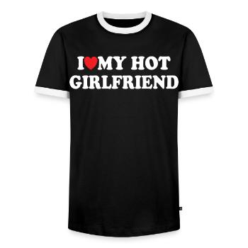 J’adore ma copine sexy - T-shirt contrasté Homme - noir/blanc - Devant - AI Model Female 172 light (172cm) & AI Model Male 178 light (178cm)